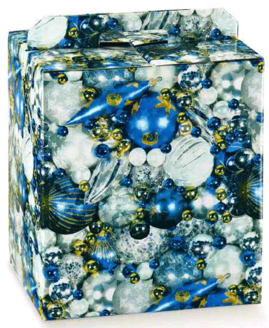 SCATOLA PORTA PANETTONE + BOTTIGLIA BLUE CHRISTMAS 330X250X350 30PZ X CT