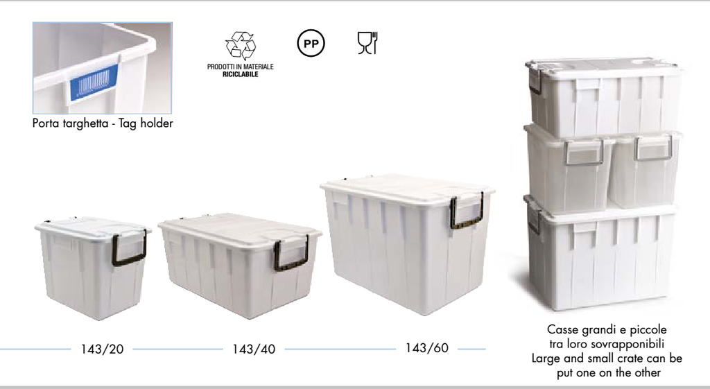 CASSETTA FOOD BOX CON COPERCHIO 38X28X30 20LT BIANCA