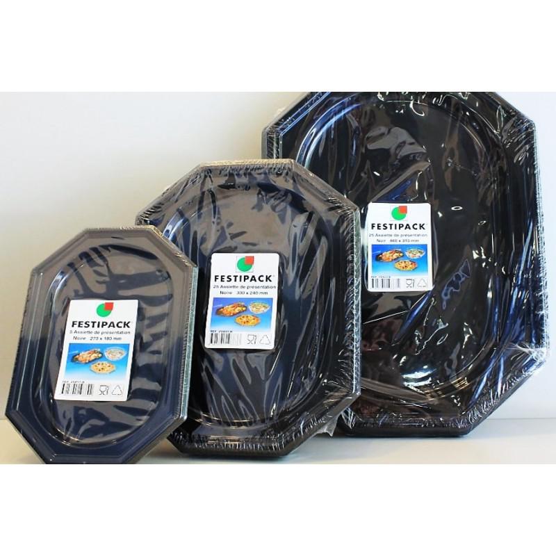 VASSOIO RETTANGOLARE GUILLIN FESTIPACK 46X30,5 PS NERO 5PZ X 10CF X CT