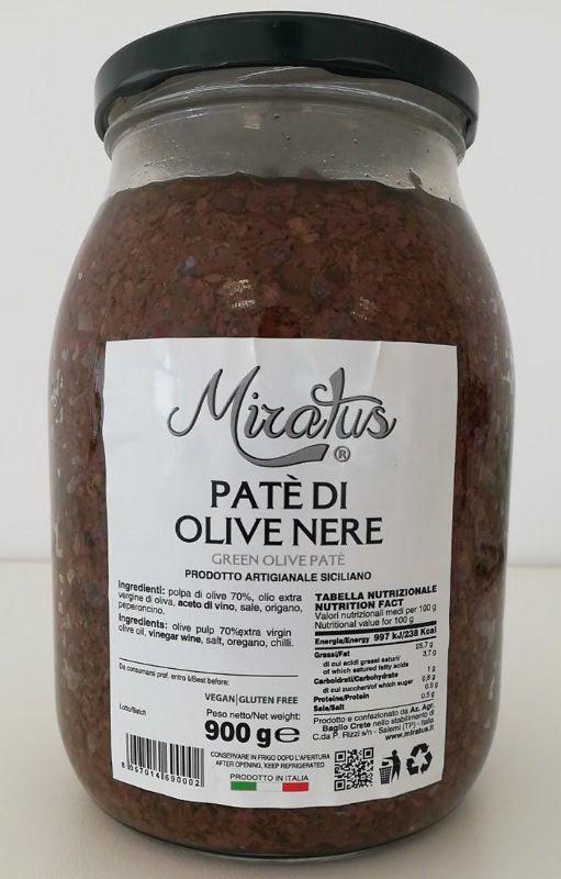 PATE' DI OLIVE NERE MIRATUS 900GR 6PZ X CT