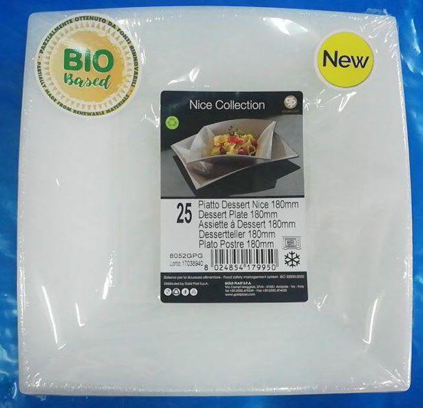 PIATTO DESSERT GOLDPLAST NICE BIO BASED 180mm GPG TRASPARENTE 25PZ X 12CF