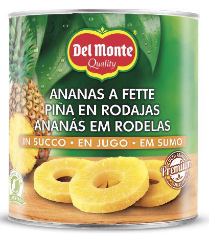 FRUTTA SCIROPPATA ANANAS A FETTE DEL MONTE 3KG X 6PZ X CT