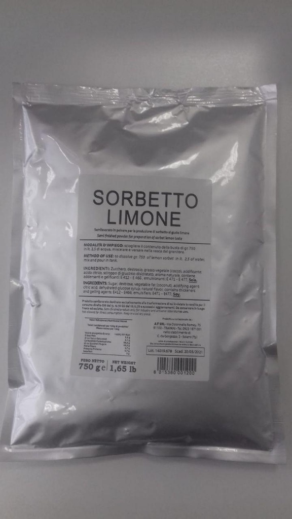 PREPARATO SORBETTO AL LIMONE STRAMONDO 750GR X 20CF X CT