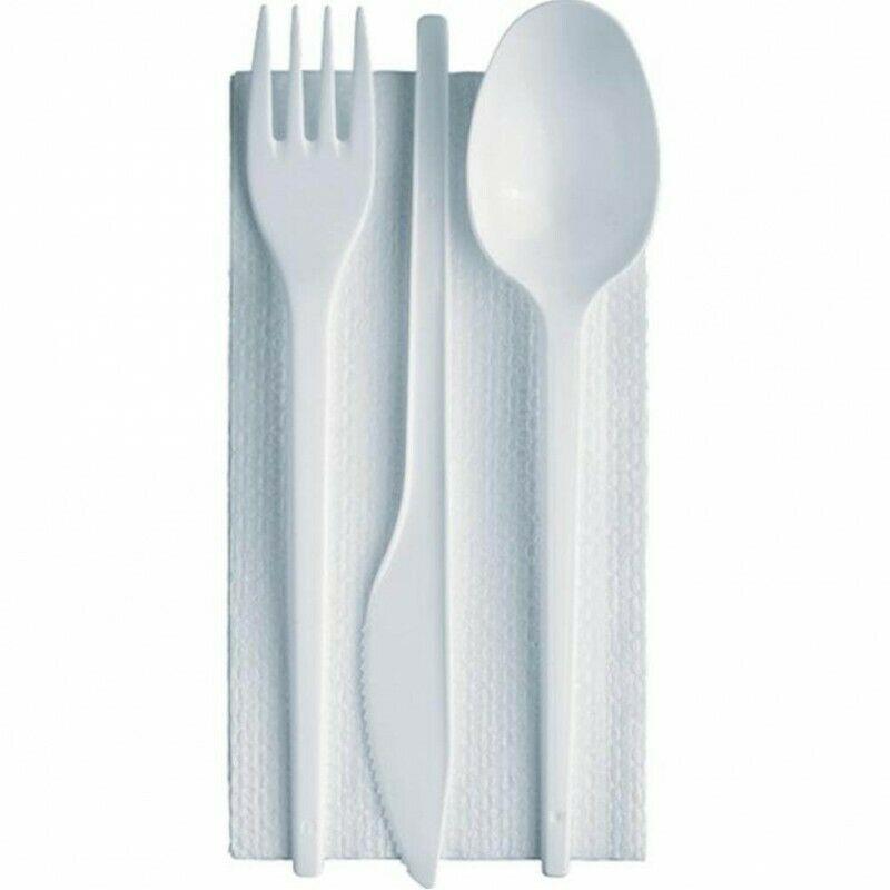 POSATE IMBUSTATE TRIS + TOVAGLIOLO 1V 30X30 GOLDPLAST PP 500PZ X CT