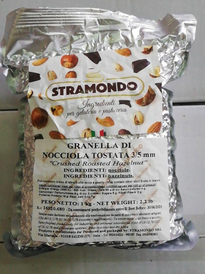 GRANELLA DI NOCCIOLE TOSTATE 3/5mm STRAMONDO 1KG X CF