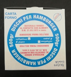 [DC1310] DISCO PER HAMBURGER CARTA FORNO D130MM 500GR X 12CF X CT