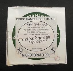 [DPM1308] DISCO PER HAMBURGER PPL MICRO FORATO  D130MM 500GR X 12CF X CT